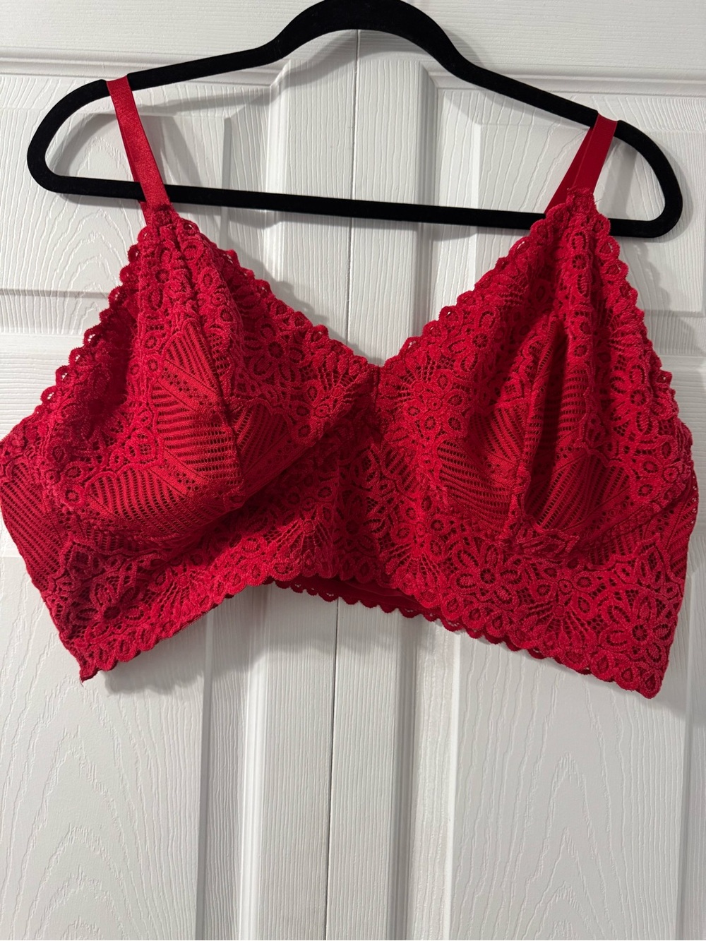 Lightly Lined Chenille Lace Plunge Bralette